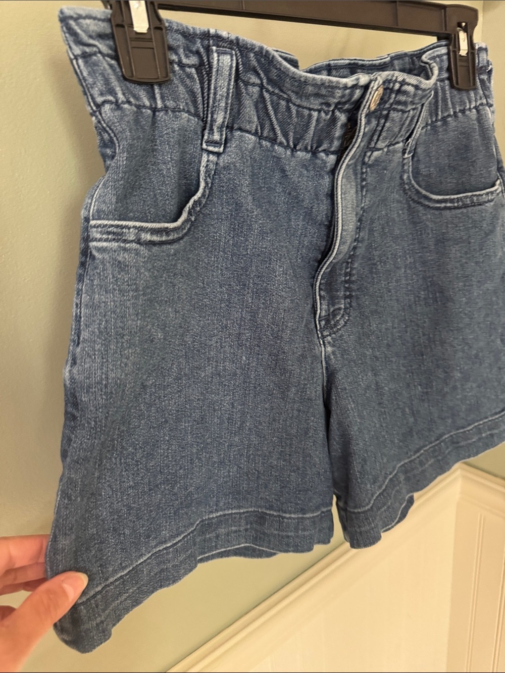 J. Crew Mid-Blue Paperbag Waist Denim Shorts - Picture 3 of 5